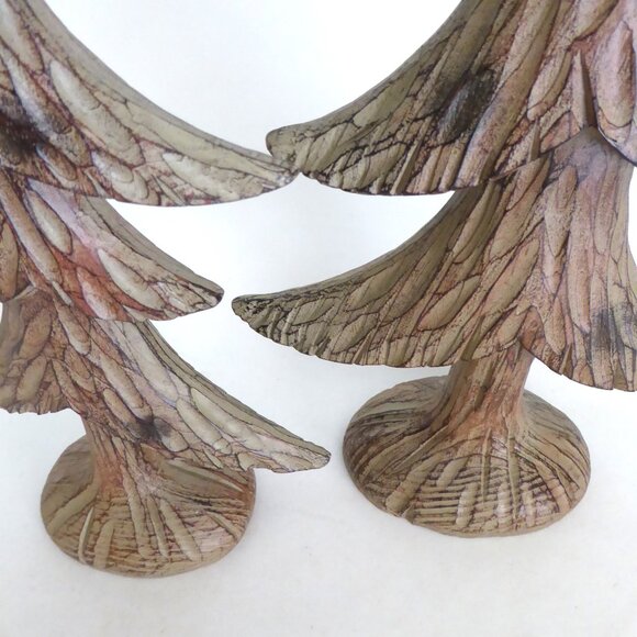 NEW 18” & 13.5” CARVED WOOD RUSTIC CHRISTMAS WINTER FOREST PINE TREE RESIN DECOR - Picture 3 of 8